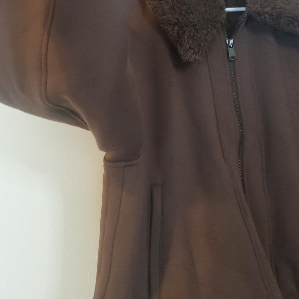 Athleta Westbound Jacket Size Large Sherpa Lined Bomber Coat Brown Heavy - Picture 6 of 16